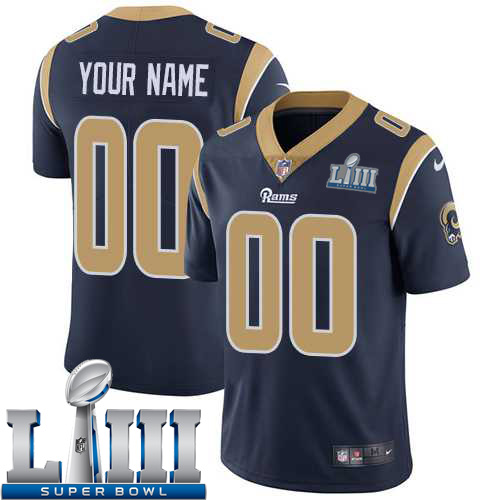 Custom Men Los Angeles Rams Navy Player Limited Vapor Untouchable 2019 Super Bowl LIII NFL Jerseys